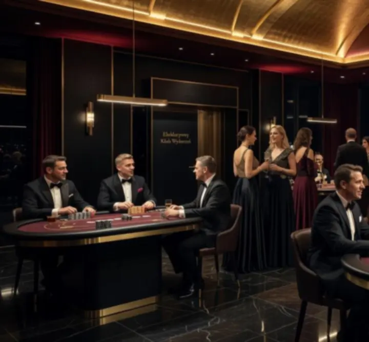 Luksusowa sala przygotowana na wieczór kasynowy z eleganckim oświetleniem