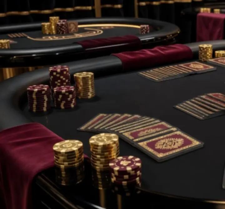 Nowoczesne stoły pokerowe i ruletka z eleganckim oświetleniem