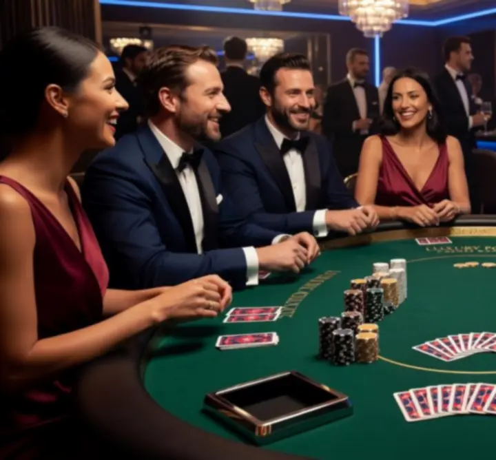 Profesjonalny stół pokerowy przygotowany na luksusowy event